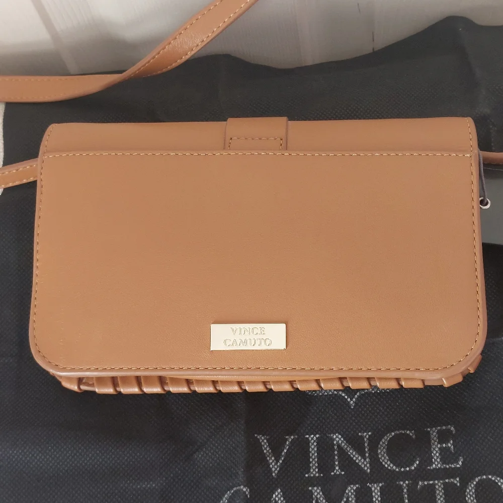 Vince Camuto Menio Aged Rum Genuine Leather Small Crossbody Bag - Picture 6 of 14